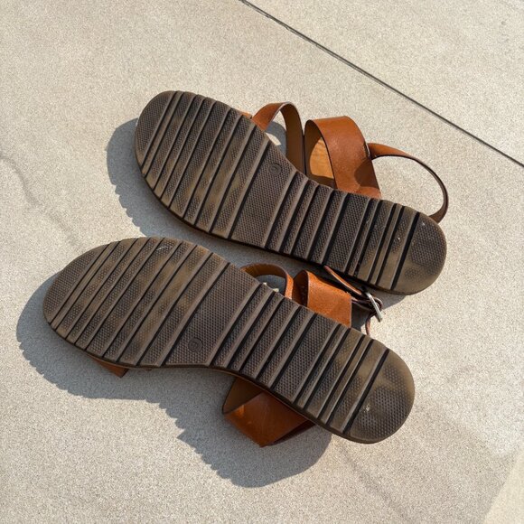 Tan Strappy Flat Sandals - Picture 2 of 5